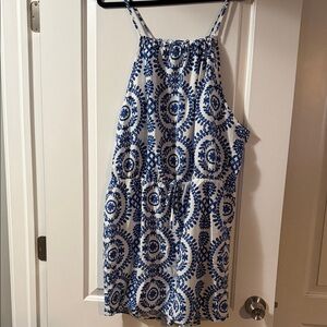 Blue and White Patterned Romper